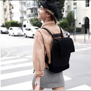 Black canvas and suede backpack